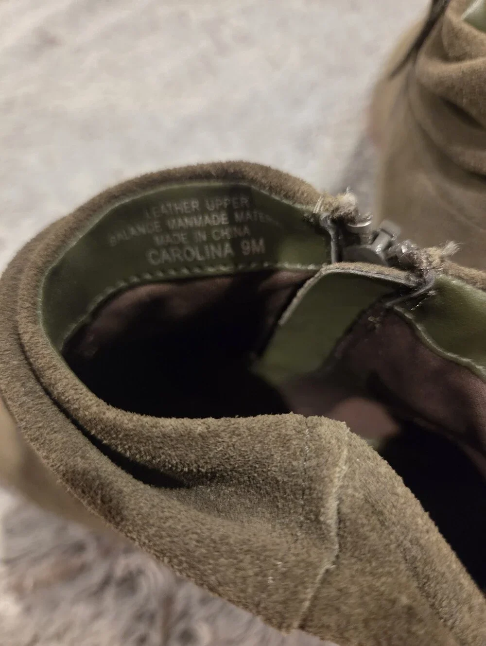 Women's Olive Suede Ankle Boots - Stylish Zipper Booties Sz 9
